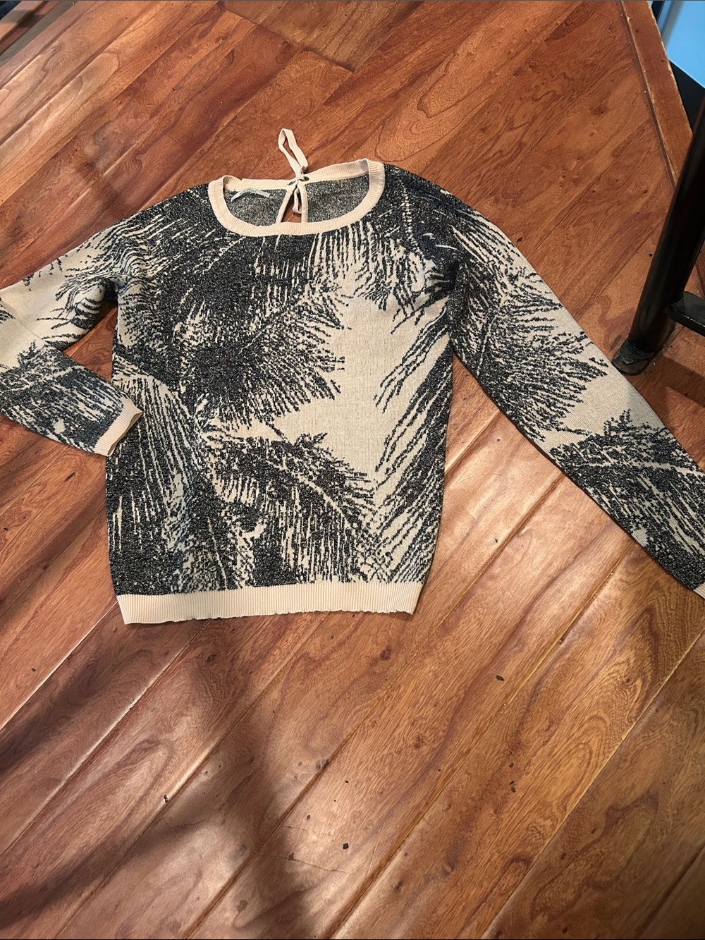 Kookai Baby Pink Abstract Metallic Sweater Size Small